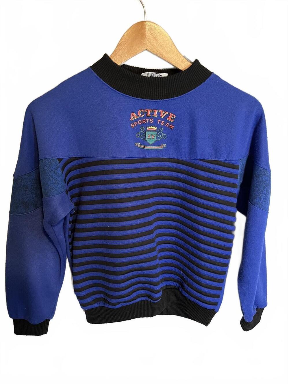 Vintage Wild Thunder Crewneck Sweatshirt Striped Size Kids M 80s Sports